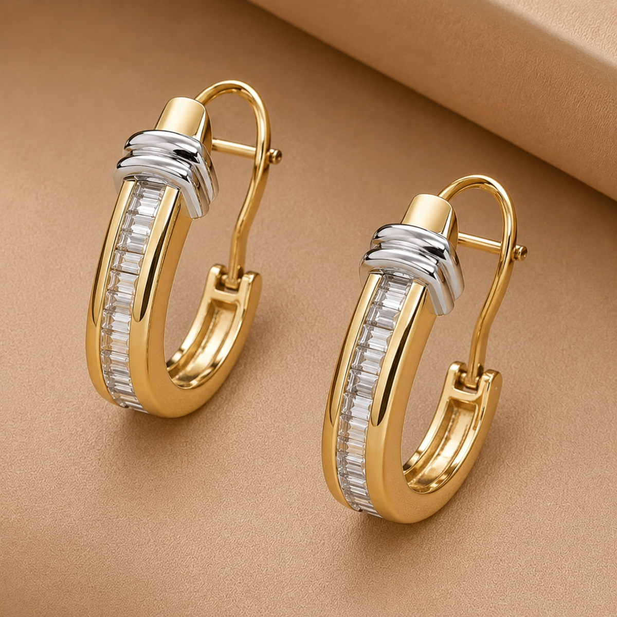 Vintage Crystal Hoops | Gold