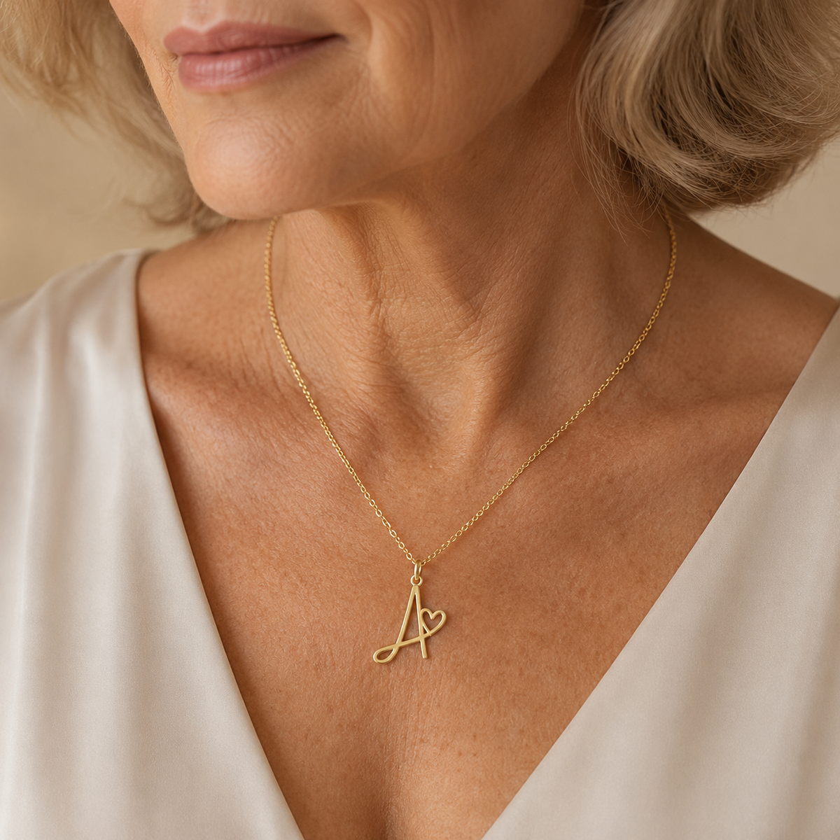 Heart Initial Necklace | Gold