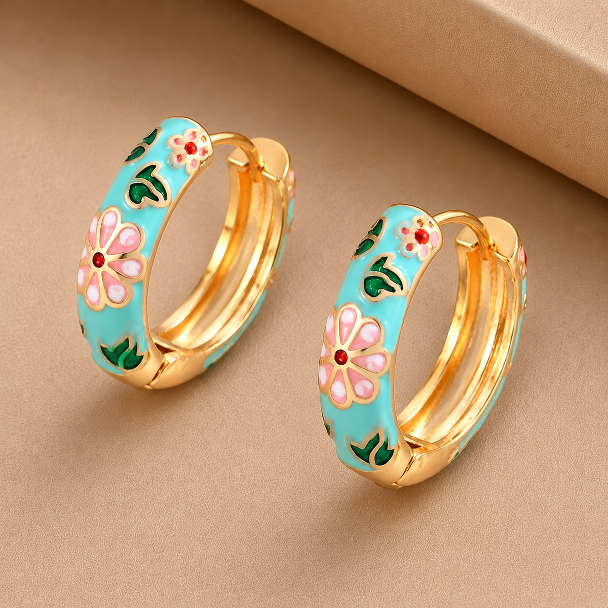 Floral Charm Hoops | Gold