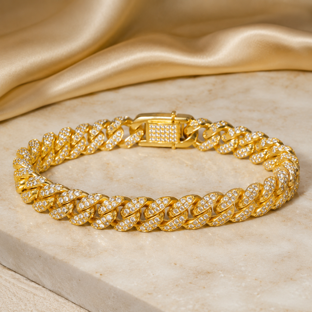Pave Cuban Bracelet | Gold