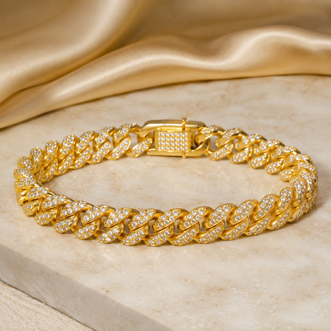 Pave Cuban Bracelet | Gold