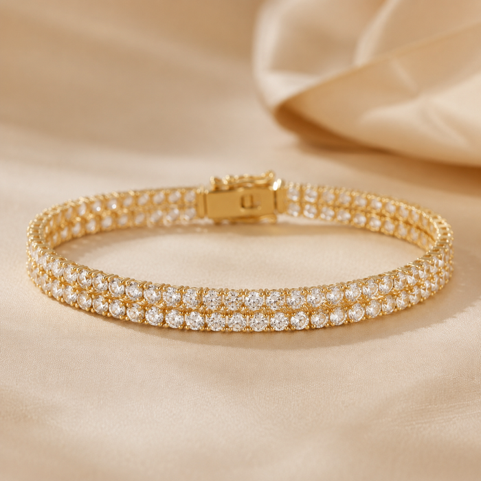 Double Row Tennis Bracelet | Gold
