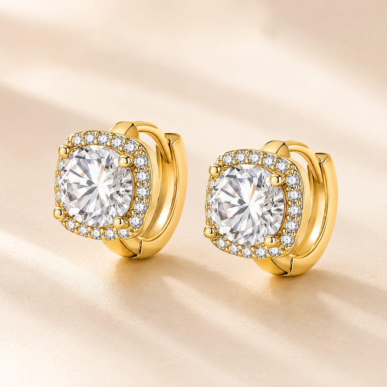 Audrey Square Stud Earrings | Gold