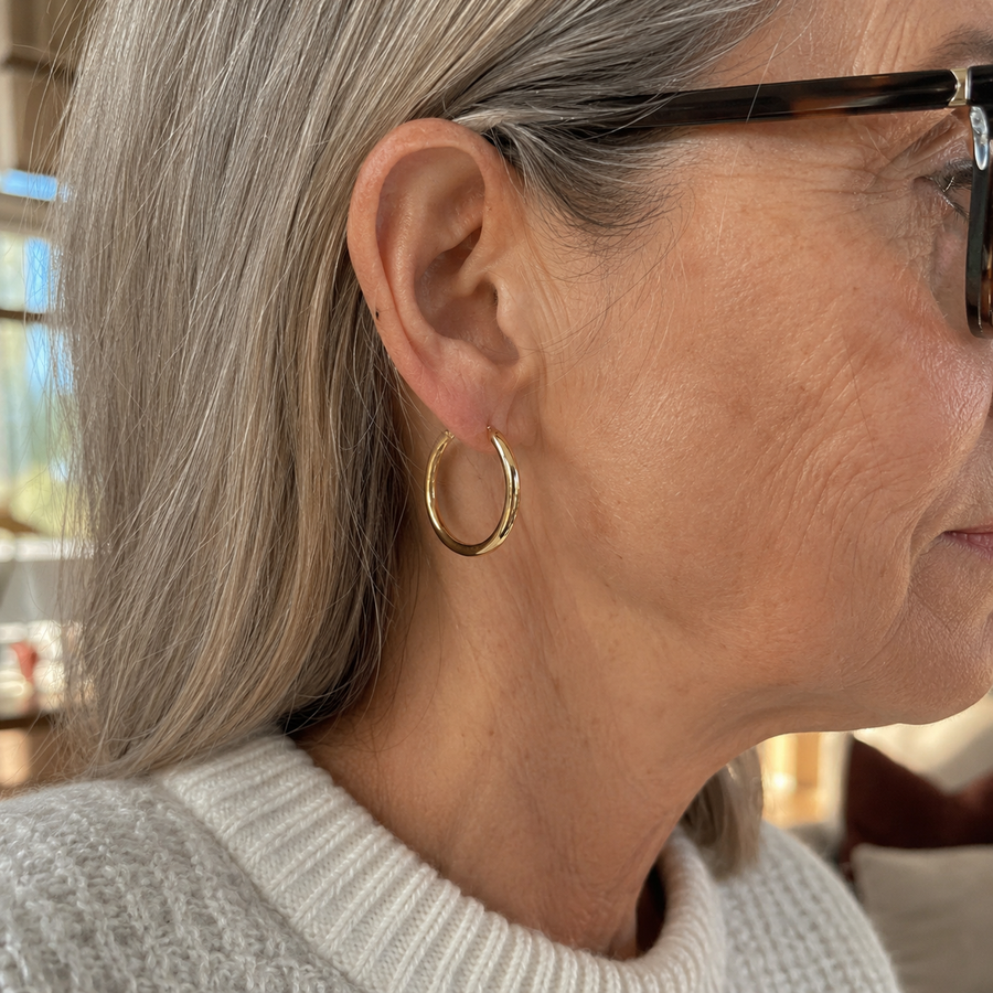 Customer wearing Audrey Vale jewelry