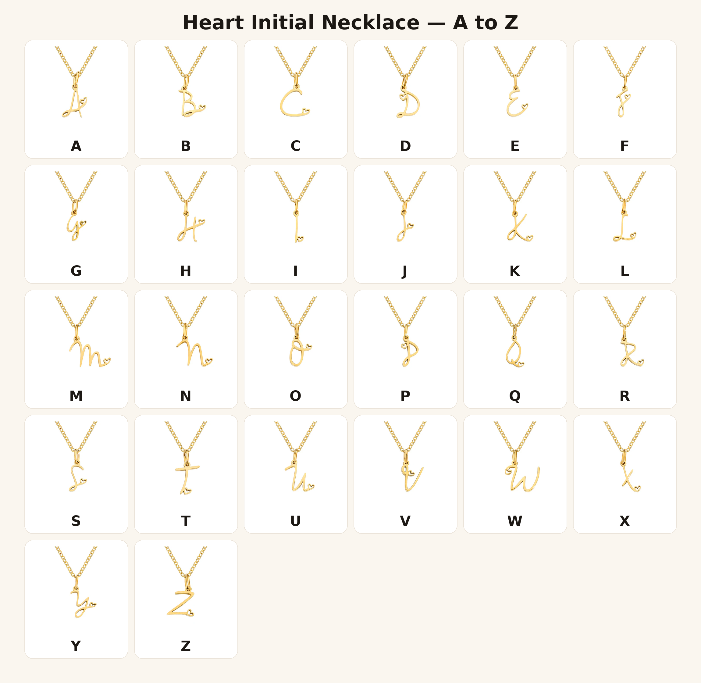 Heart Initial Necklace | Gold